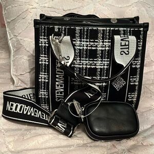 🖤🤍 NWT 🖤🤍 Steve Madden Bwebber Tweed Satchel